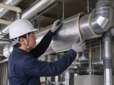 熱絶縁工事の作業風景