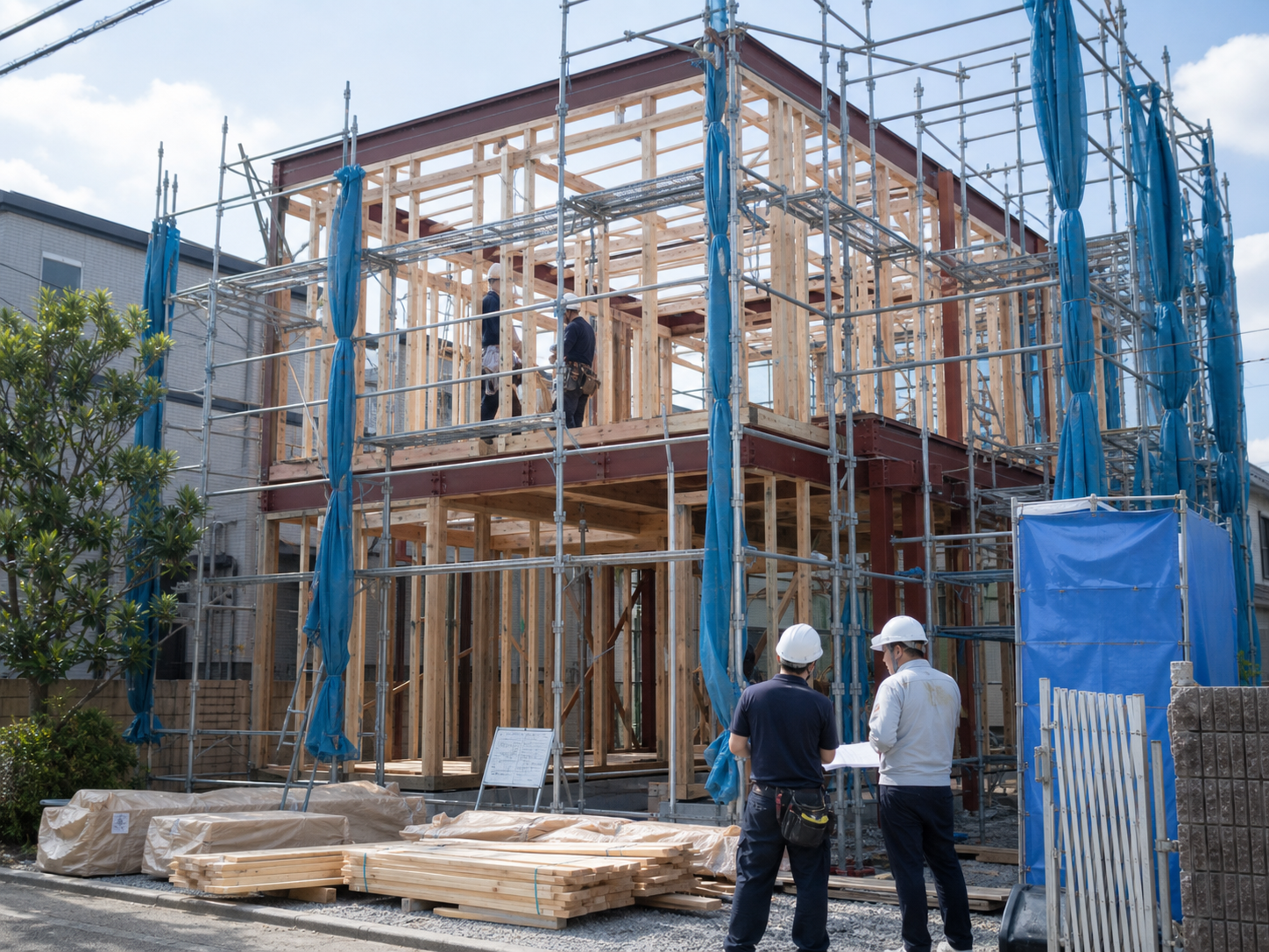 建築一式工事の作業風景