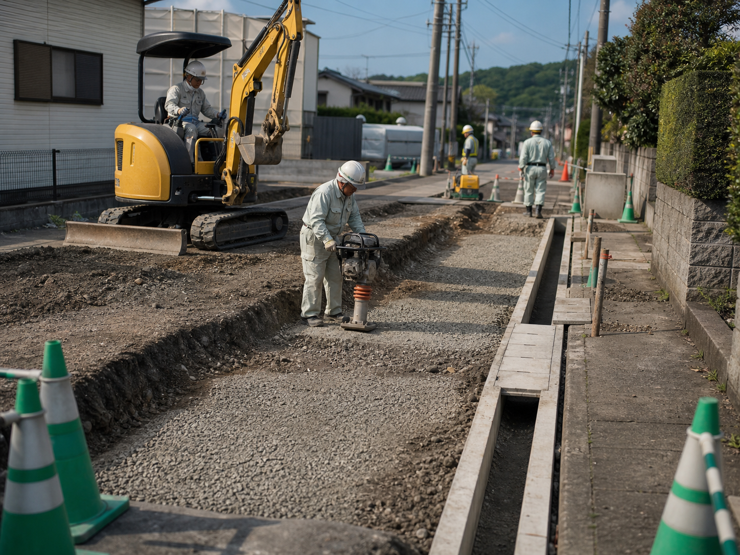土木一式工事の作業風景