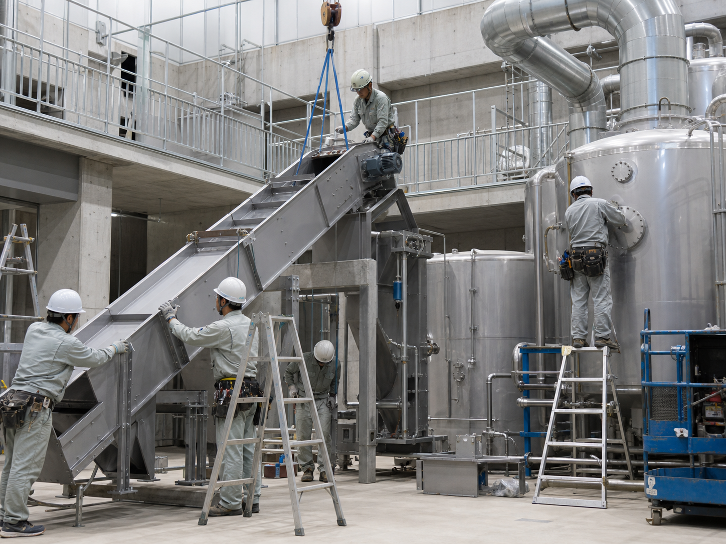 清掃施設工事の作業風景