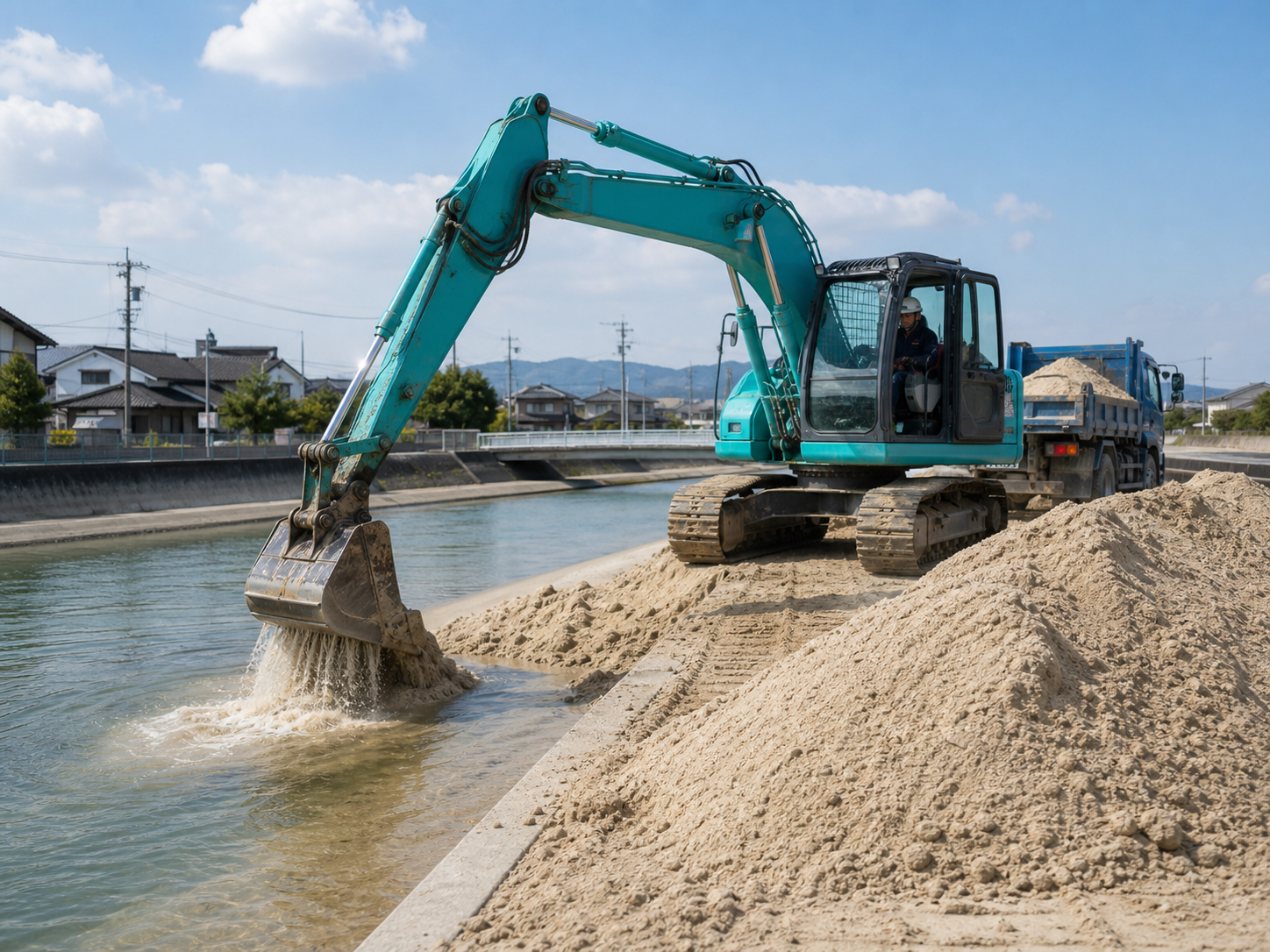 しゅんせつ工事の作業風景