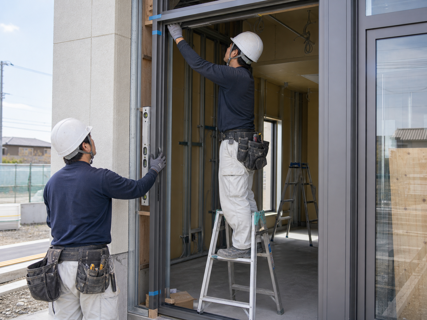 ドアやサッシを取り付ける建具工事