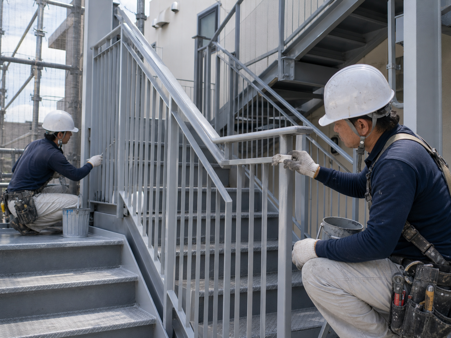 鉄部に防錆塗装を行う工事