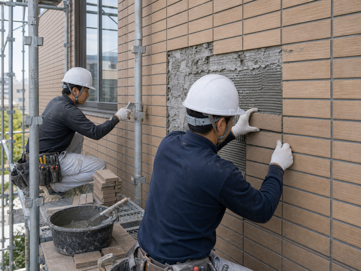 外壁のタイルやブロックを補修する工事