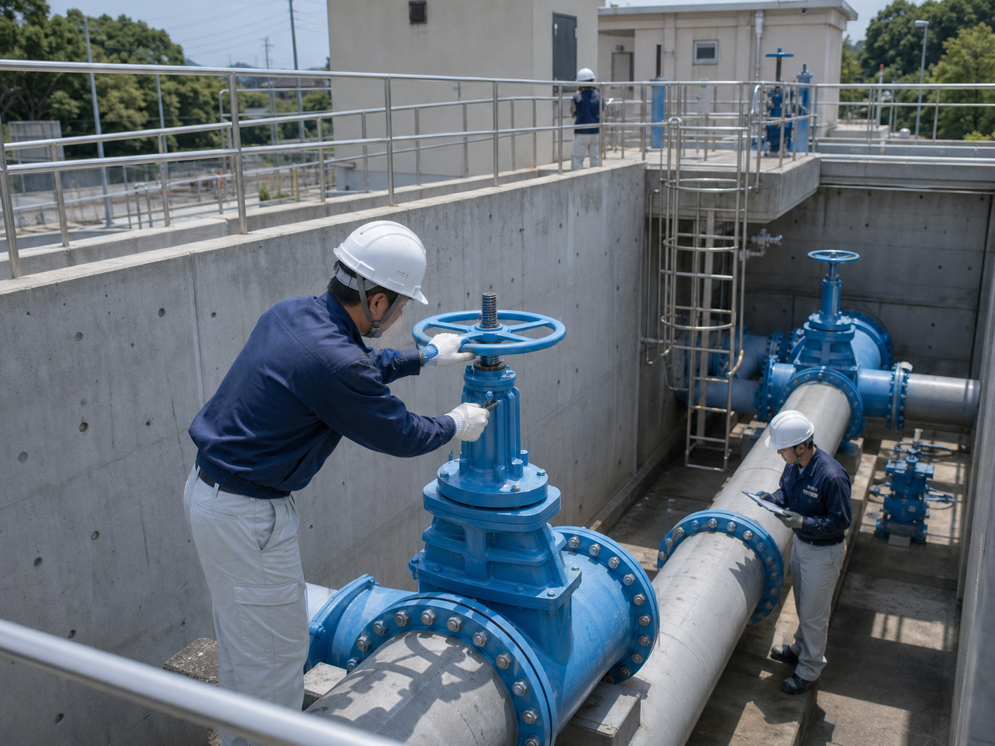 公共水道インフラの配管やバルブを整備する工事