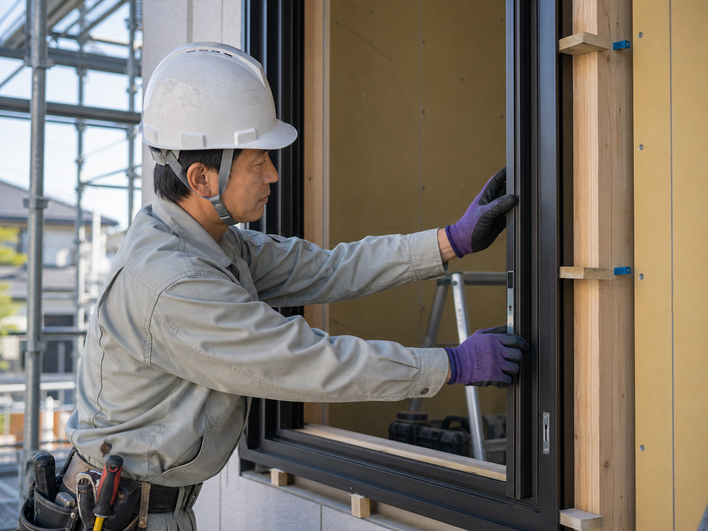 建具工事の作業風景